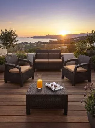 Комплект мебели Wiilla Set  с подушками (коричневый)