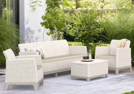Комплект мебели Сканди Форма (Scandi Forma set with 3 seater sofa and storage box jute table Pebble Grey & Soft beige) бежевый