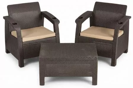 Комплект мебели Willa Balcon Set с подушками (коричневый)