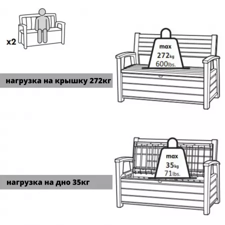 Скамья - сундук Хадсон (Hudson storage bench) 227 л. коричневый