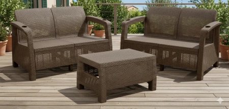 Комплект мебели Wiilla "Love Seat" (2 дивана и столик) коричневый